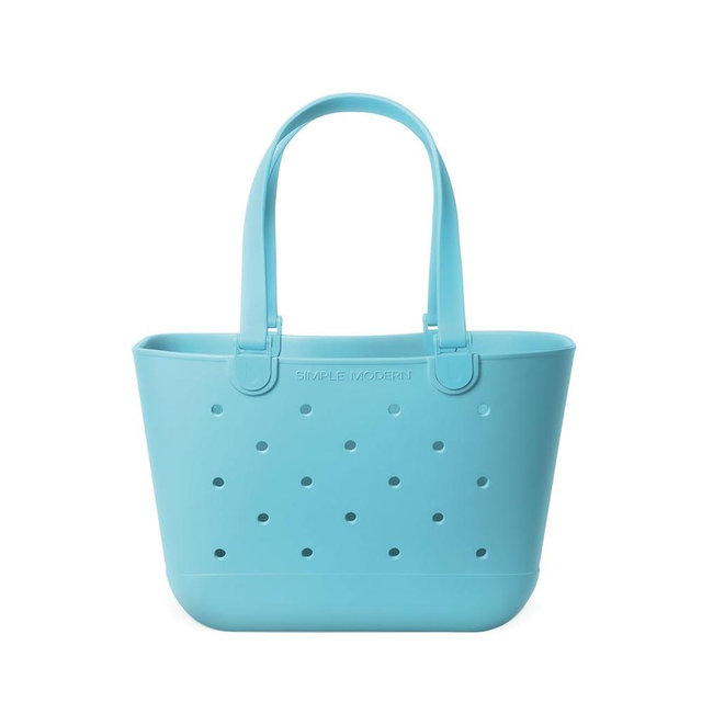 Simple Modern Large Beach Bag | Waterproof Getaway Rubber Tote with Zipper Pocket for Travel, Pool, Boat, Groceries, Sports | Nantucket Tides