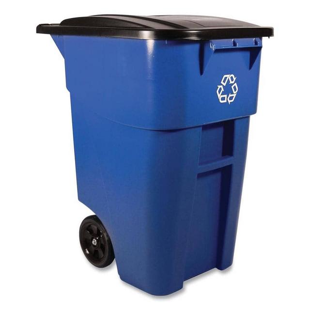 Blue Rollout Outdoor Recycling Bin Trash Container with Lid - The Home Depot