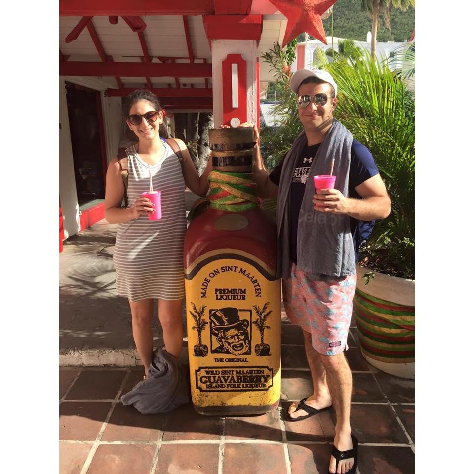 Enjoying some rum in St. Martin
