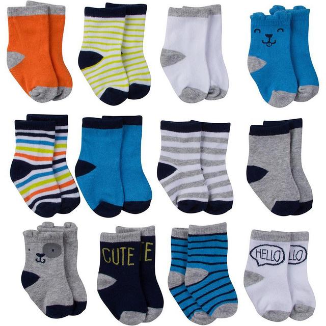 12-Pack Baby Boy Multi-Colored Jersey Crew Socks
