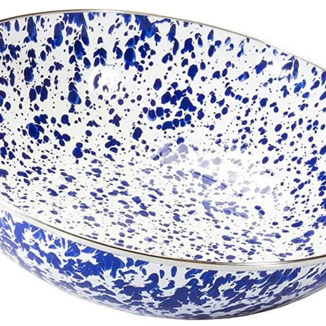 Golden Rabbit Enamelware - Cobalt Swirl Pattern - 5qt Catering Bowl