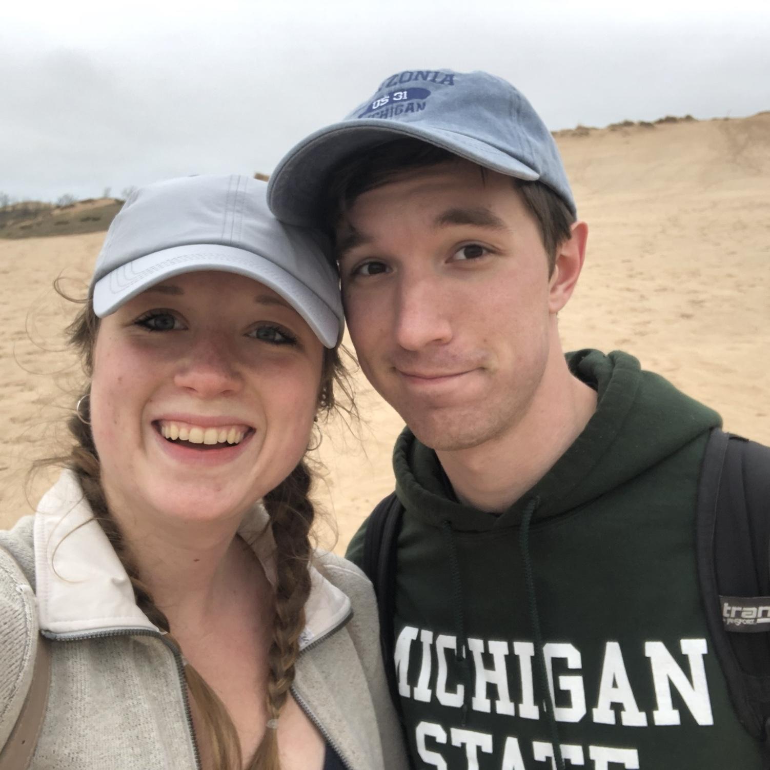 Ian and Maddie visited Sleeping Bear Dunes and climbed the dunes all the way to Lake Michigan.