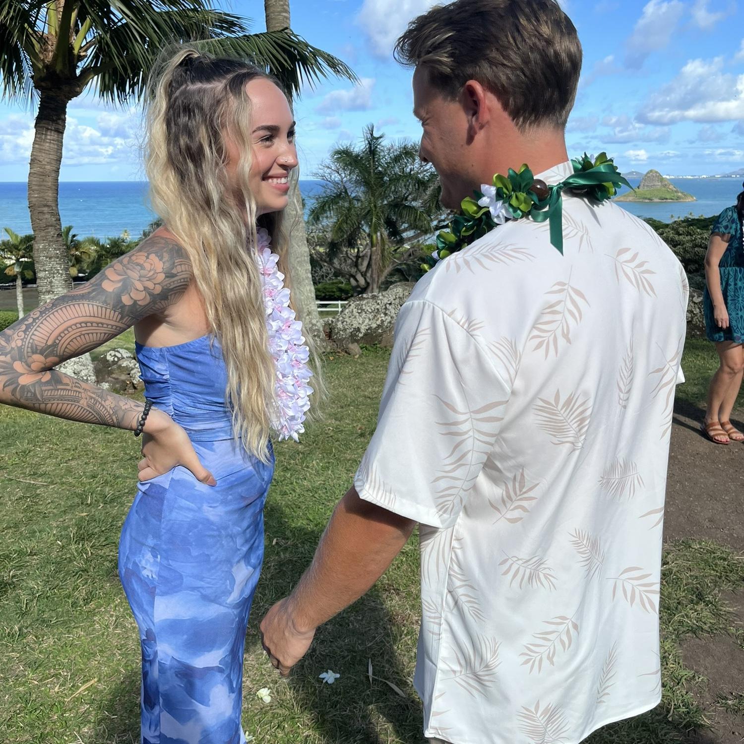 At a beautiful wedding in Hawaii for Alex's best friend 🤍