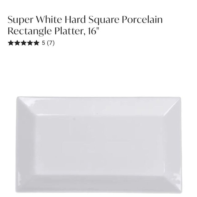 Super White Hard Square Porcelain Rectangle Platter, 16"