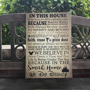Disney Inspired Style Canvas, Distressed Gold or Whitewash Wood Background CANVAS, Best Disney Theme, Fans Wedding Gift, PERSONALIZE W/ Name