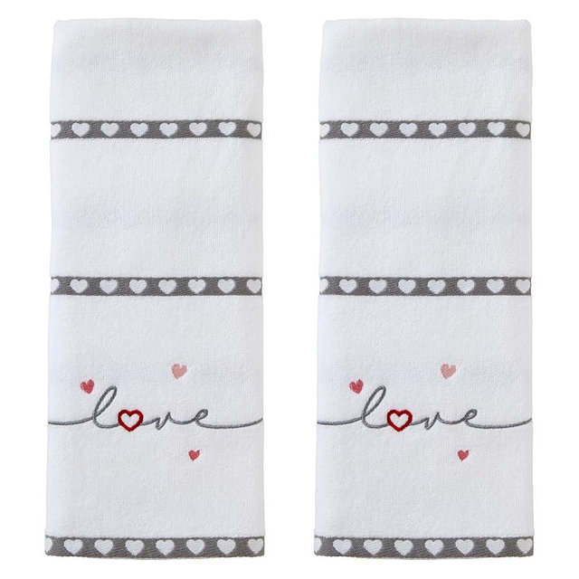 SKL Home Heart in Love Hand Towel Set, 2 Count