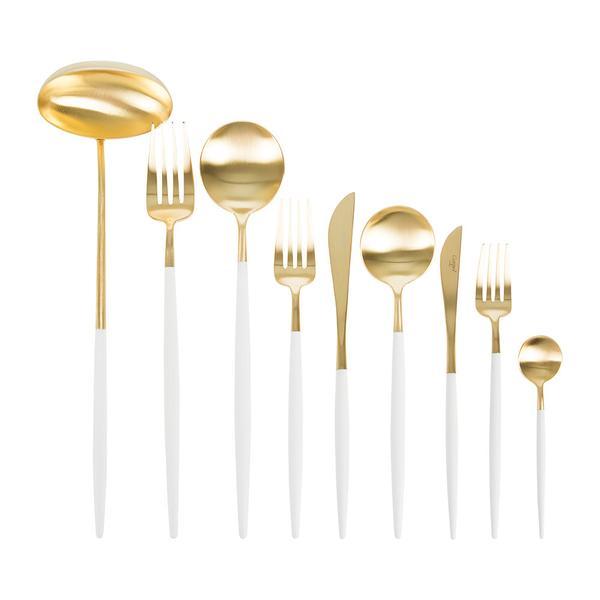 Goa Cutlery - Brushed Gold and White Handle - Box Sets (130-piece set)