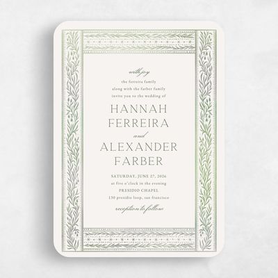 Beige Rounded Wedding Invitation - Viridian Portrait
