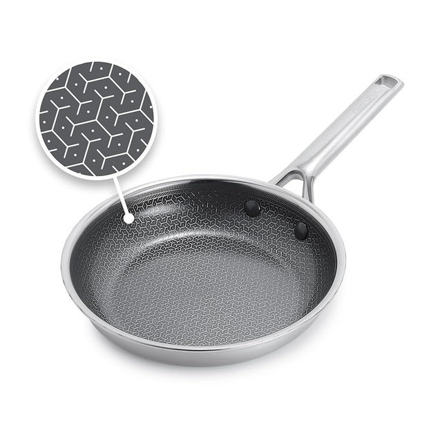 GreenPan Hybrid 8” Nonstick Stainless Steel Frying Pan, APEX Tri-Ply Thermobond PFAS-Free Ceramic Skillet, Induction & All Cooktop Compatible, Oven Temp to 850°F, Dishwasher Safe, Silver