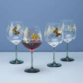 Butterfly Meadow Balloon Red Wine Glass, Set of 4