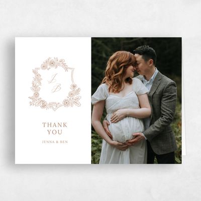 Brown Floral Wedding Thank You - Lilah Photo