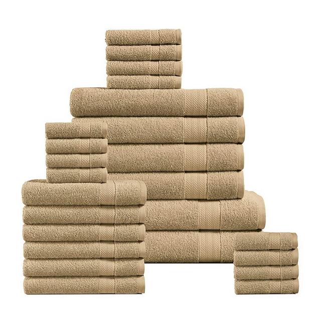 LANE LINEN 24 Piece Towels for Bathroom - 100% Cotton, Oversized Bath Towels, Quick Dry Spa Towels, 2 Extra Large Bath Sheet, 4 Bath Towel, 6 Hand Towel, 8 Wash Cloths,4 Fingertip Towels - Pale Khaki