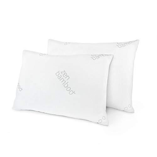 Zen Bamboo Ultra Plush Gel Pillow - (2 Pack King) Premium Gel Fiber Pillow with Cool and Breathable Bamboo Cover - Hypoallergenic