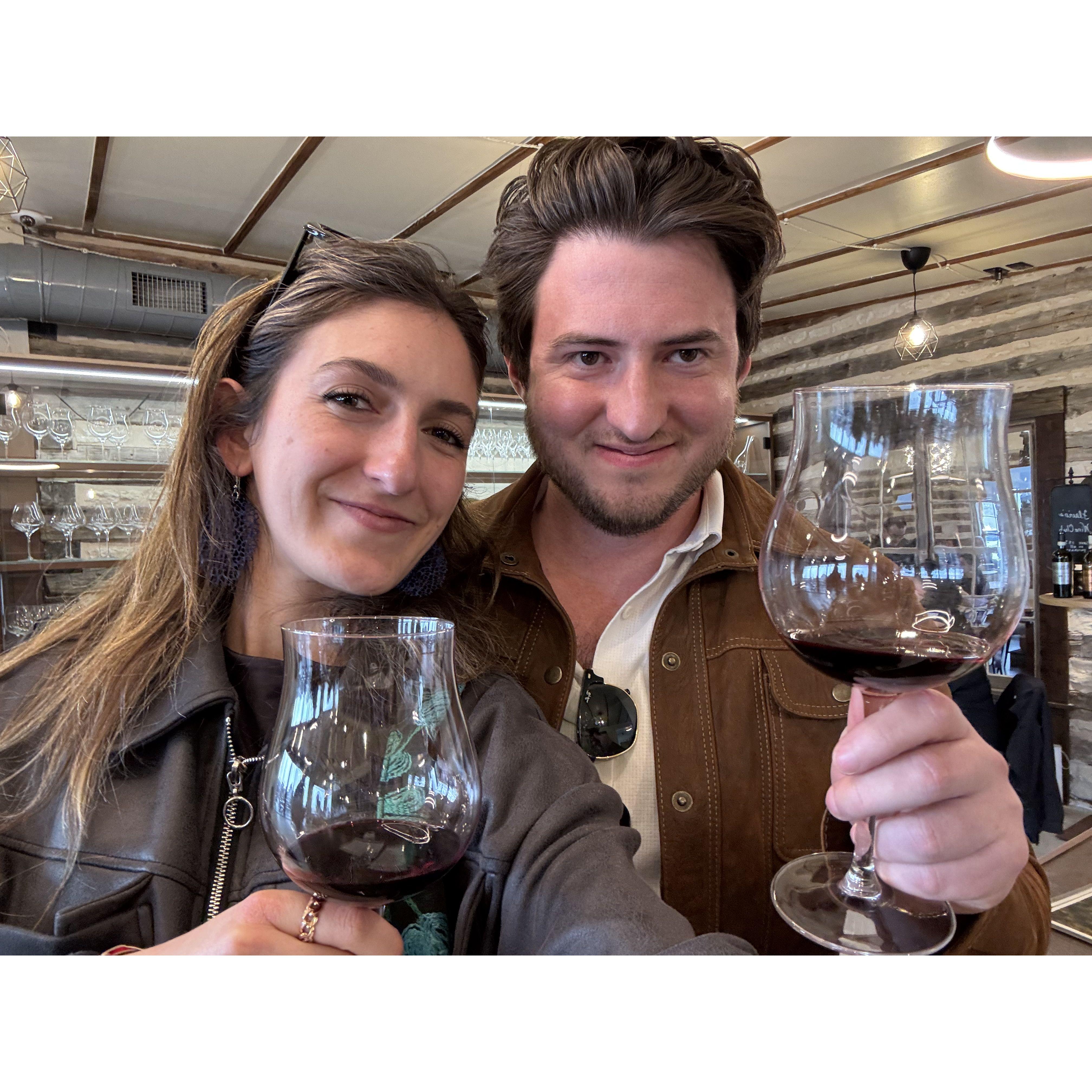 Trying Italian wine in Fredericksburg, Texas!