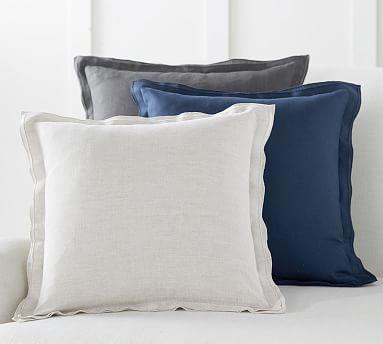 Belgian Flax Linen Flange Pillow Cover - Sailor Blue