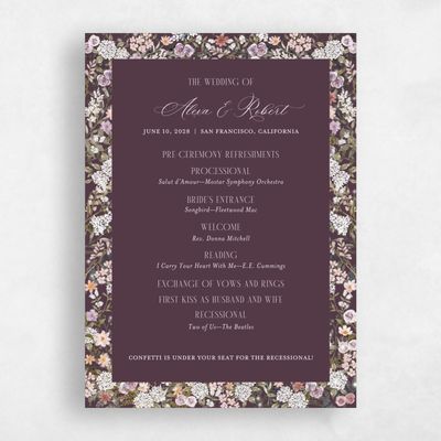 Dark Plum, Purple Wedding Program - Garden Gate