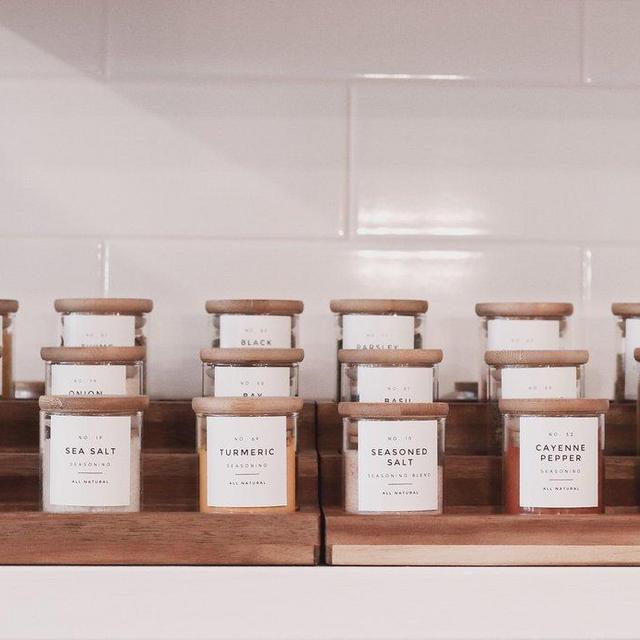 Glass Spice Jars with Wood Lid