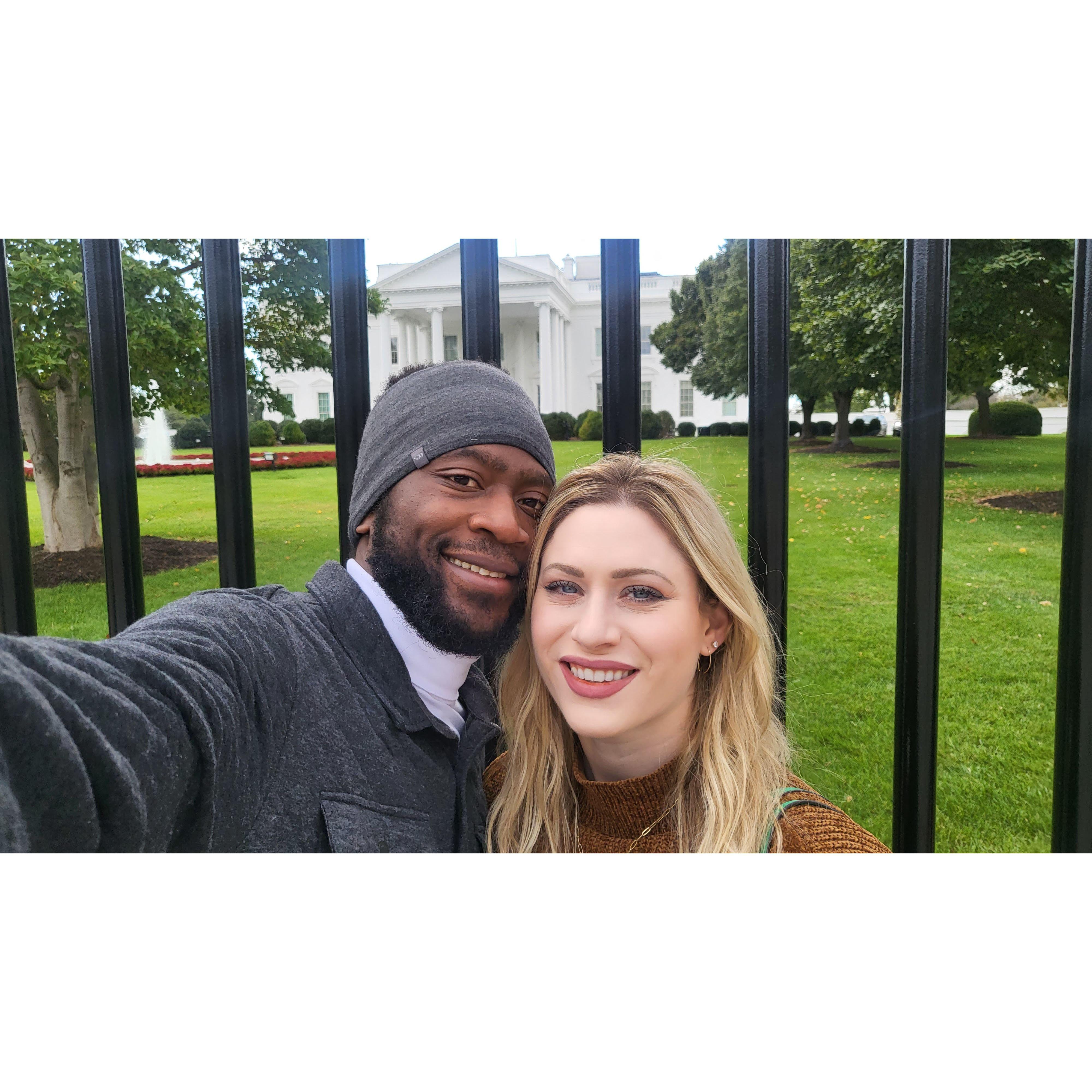 WA DC, Abby's first time at the White House! Joe Biden does a great job mowing his lawn, impeccable work, Joe.