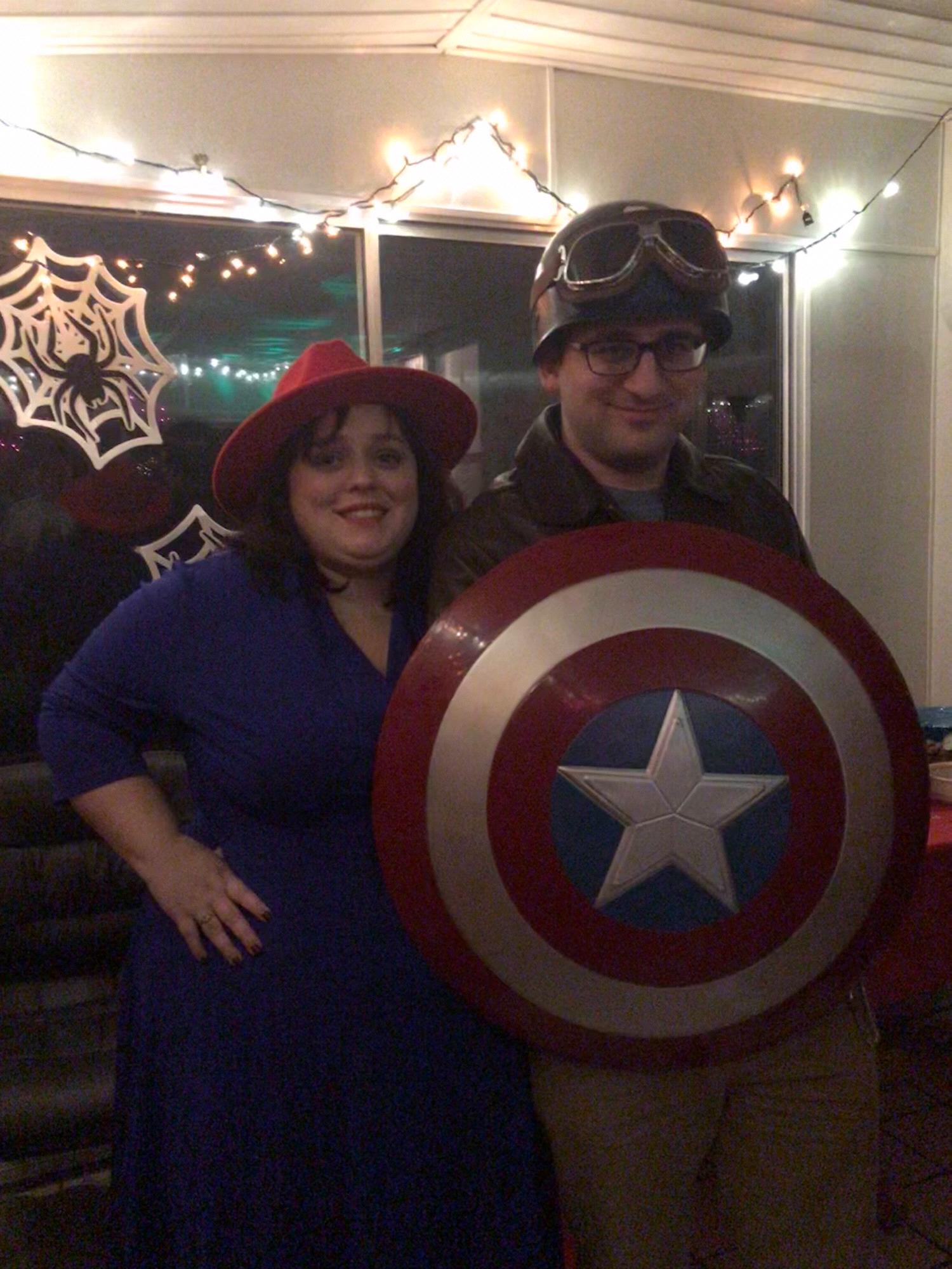 Captain America and Peggy Carter...Evan’s idea, obviously.