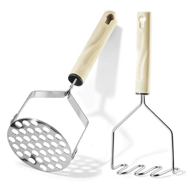 Vriysei Potato Masher Stainless Steel, 2pcs Heavy Duty Mashed Potato Mashers - Masher Kitchen Tool & Food Mashers for Potatoes, Beans, Avocado, Meat, Vegetables Dishwasher Safe