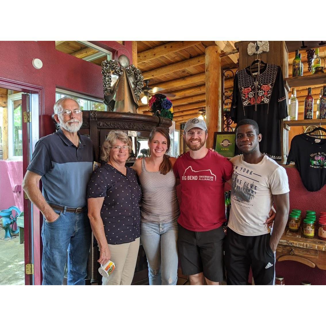 Surprise celebratory engagement lunch in nearby Cuba, New Mexico with Sarah's parents and brother