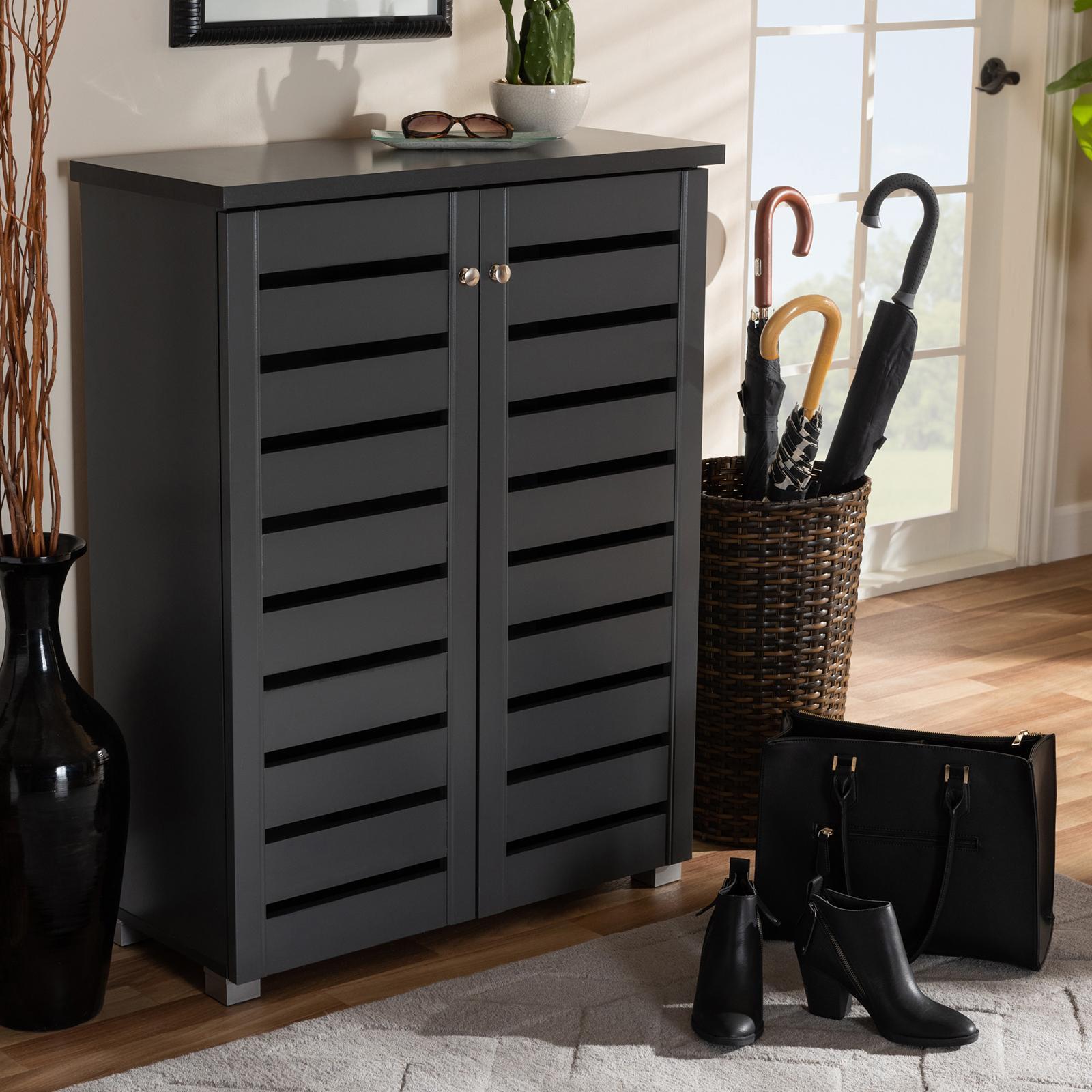 Baxton Studio, Adalwin 2-Door Wooden Entryway Shoe Storage Cabinet