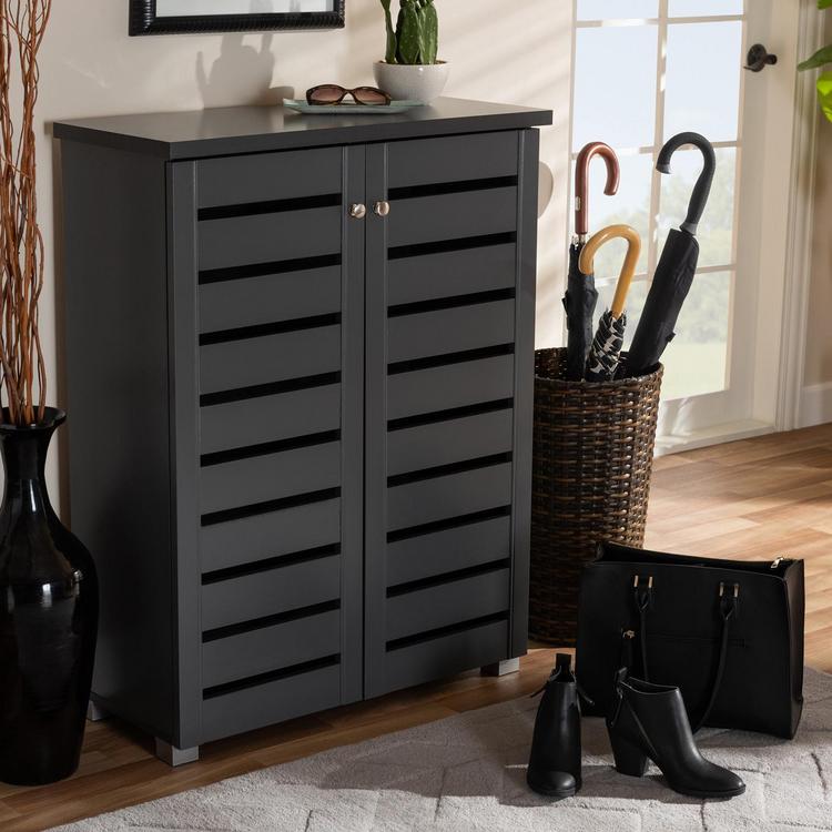 Baxton Studio, Adalwin 2-Door Wooden Entryway Shoe Storage Cabinet