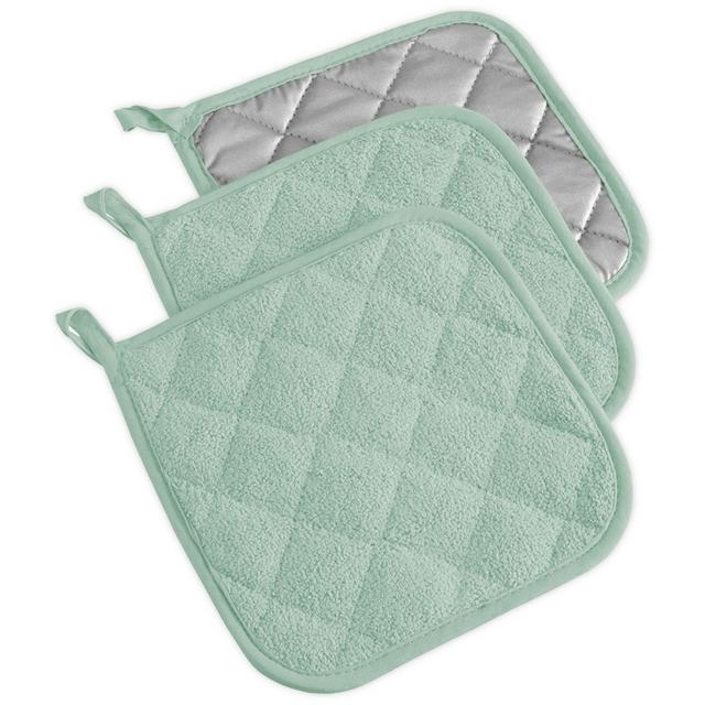 Design Imports Terrycloth Pot Holders in Mint (Set of 3)