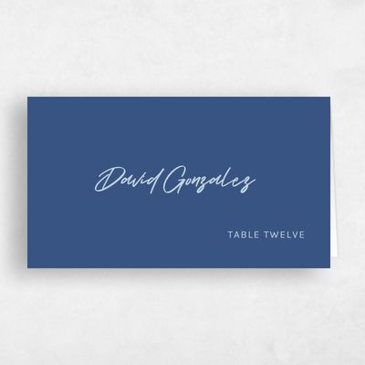 Dusty Cobalt, Blue Wedding Place Card - Bahama