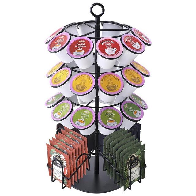 Eastsign Coffee Pod Holder for Keurig & Tea Sugar Bag, K-Cup Holder Compatible with 36 K-Cups Pods, 60 Tea Bags, Spins 360-Degrees Carousel Stand, Coffee Pod Storage Stand Organizer for Countertop