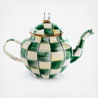 Emerald Check Enamel Teapot