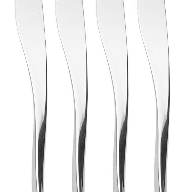 Nambe - Flatware Collection - Anna Steak Knives - Set of 4 - Made with Stainless Steel - Dishwasher Safe - Designed by Lou Henry
