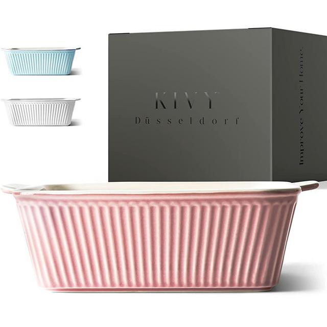 KIVY Small Casserole Dish - Extra Deep Ceramic Baking Dish for Lasagna and Casseroles - Baking Dishes for Oven - Lasagna Pan Deep - Ceramic Bakeware - Extra Deep Lasagna Pan - Pink Oven Dish