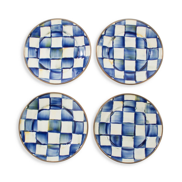 MacKenzie-Childs Royal Check Appetizer Plates, Set of 4