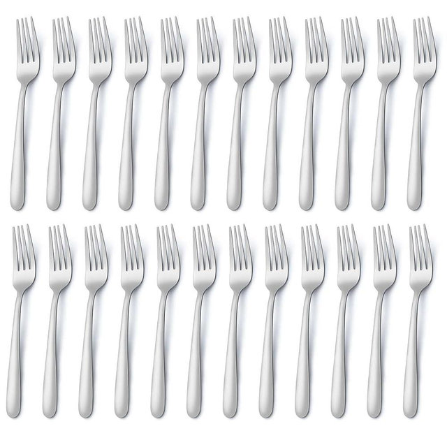 Pleafind 24-Pcs Dinner Forks, 7.1 Inch Forks Silverware, Silverware Forks, Stainless Steel Forks, Mirror Polished Forks Silverware Set, Forks Use for Home, Kitchen or Restaurant, Dishwasher Safe