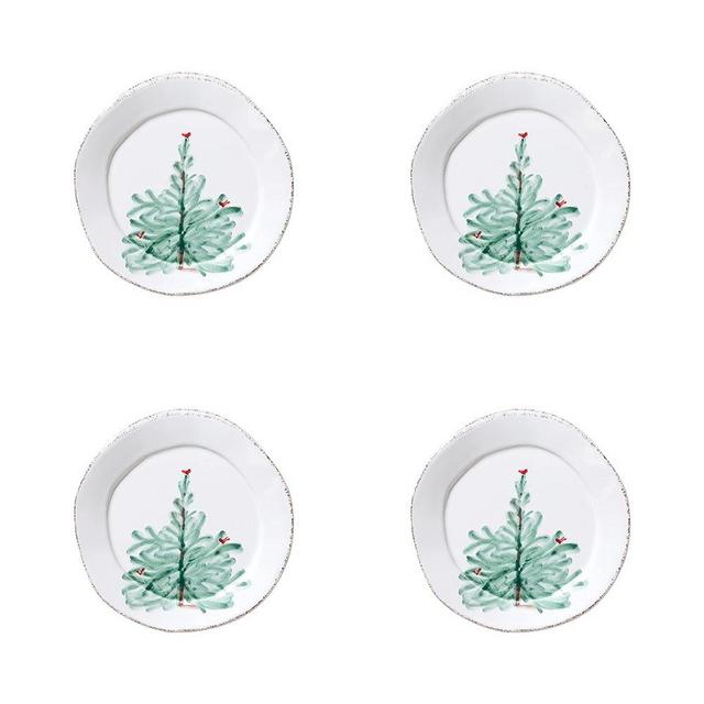 Vietri Lastra Holiday Collection Italian Serveware Sets and Pieces (Canape Plates, Set of 4)