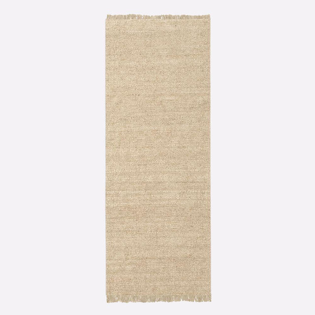 Hand Spun Jute Rug, 2.5'x7', Bleached