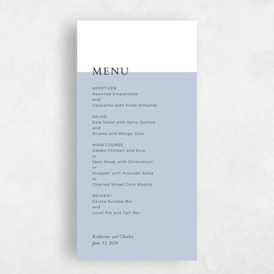 Slate, Blue Wedding Menu - Morrison