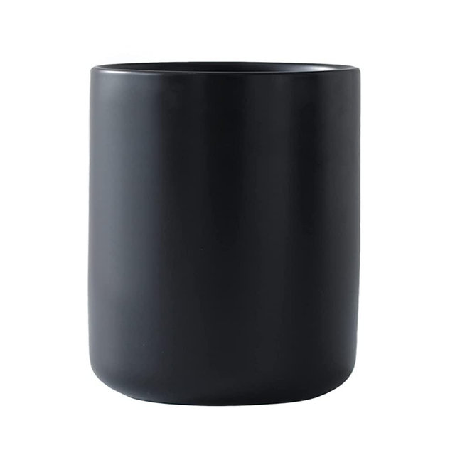 LATCHHOOK Black Ceramic Utensil Holder for Kitchen Counter, Countertop Matte Kitchen Utensil Holder Easy to Clean, Small Cooking Utensils Holder Organizer Crock for Farmhouse Décor 4.5×6.3 INCH