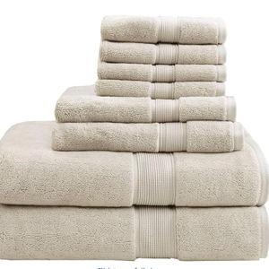 Madison Park 800GSM Bathroom Towel Set of 8 100% Cotton Bath Towel Set for Bathroom Luxurious Highly Absorbent 2 Bath Towels 2 Hand Towels 4 Washcloths Quick Dry Spa Quality Natural