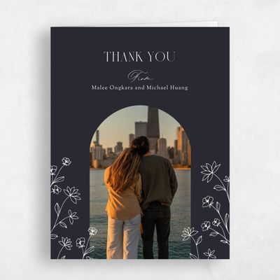 Black Floral Wedding Thank You - Durham Photo