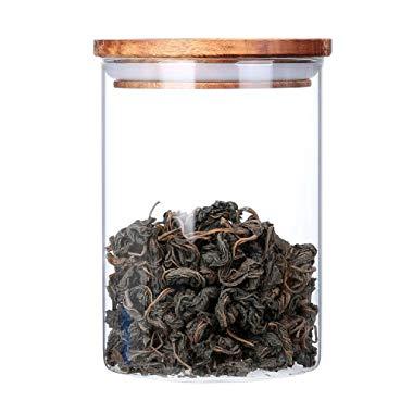AUYE Coffee Jar Storage Jar,Coffee Bean & Kitchen food Container with Natural High grade wood Lid and Silicone Seal Ring (26 Ounce)