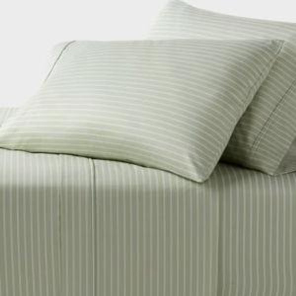 Queen 400 Thread Count Performance Sheet Set Green Stripe - Threshold™