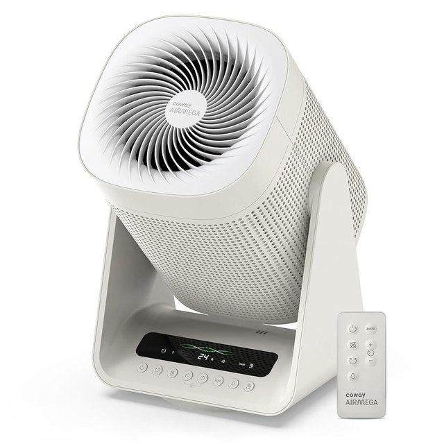COWAY Air Purifier for Home Bedroom, 2-in-1 with Fan, True HEPA Filter for Smoke, Allergies, Pet Dander, Odor, Air Quality Monitor, Auto Mode, Remote Control, Timer, 3-Year Warranty, Aim, Marshmallow