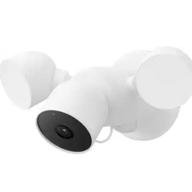 Google - Nest Cam with Floodlight - Outdoor or Wired - Smart Security Camera - Snow