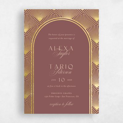 Brown Foil Wedding Invitation - Hayden Portrait Foil