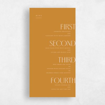 Ochre, Orange Wedding Menu - Mendoza Type
