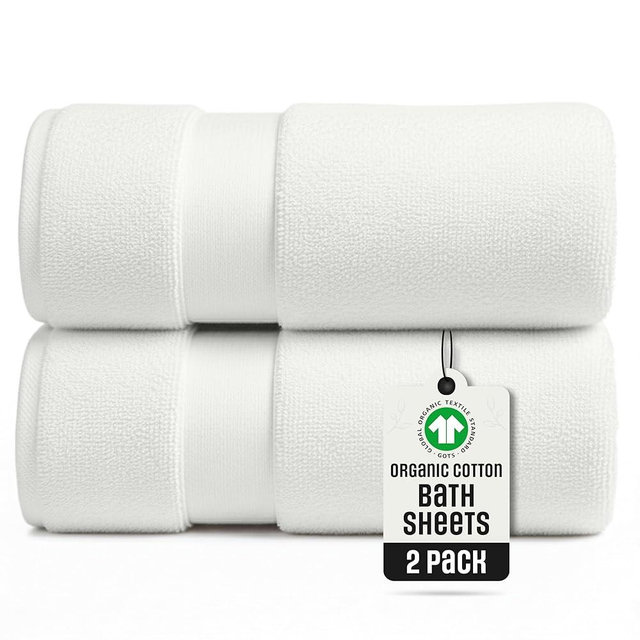 TOWELTIQUE Oversized Bath Towels - 36 x 72 Extra Large Organic Cotton Bath Sheets for Adults | Jumbo Hotel-Size, Ultra Absorbent & Soft | 2 Pack