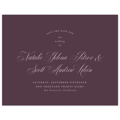 Dark Plum, Purple Wedding Digital Save the Date - Marvis Landscape