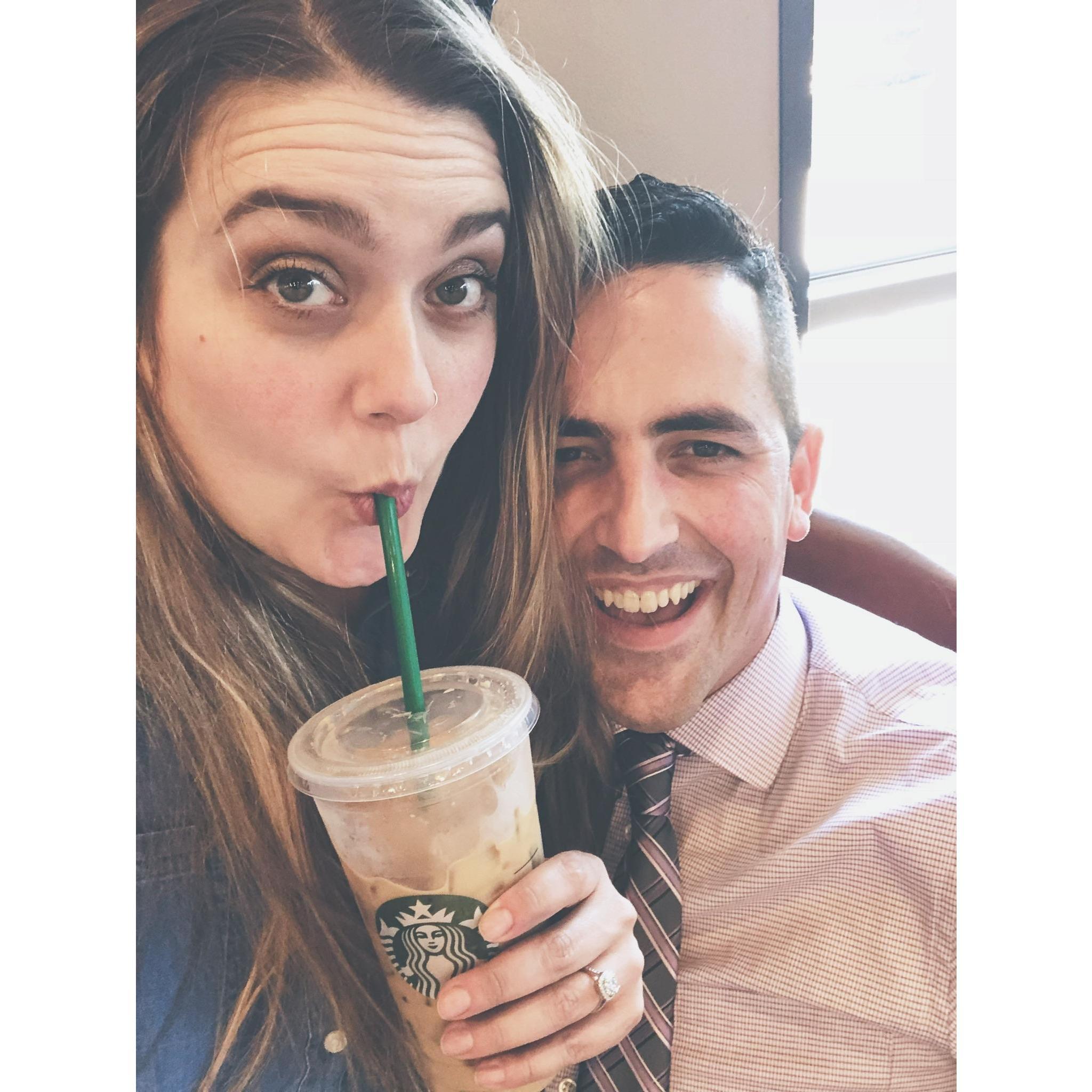 First thing after engagement... Starbucks, of course!